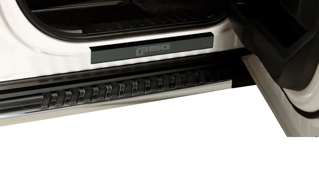 95185BPFD – PUTCO Door Sill Protector, Black Stainless Steel 4 Piece Etched Super Duty